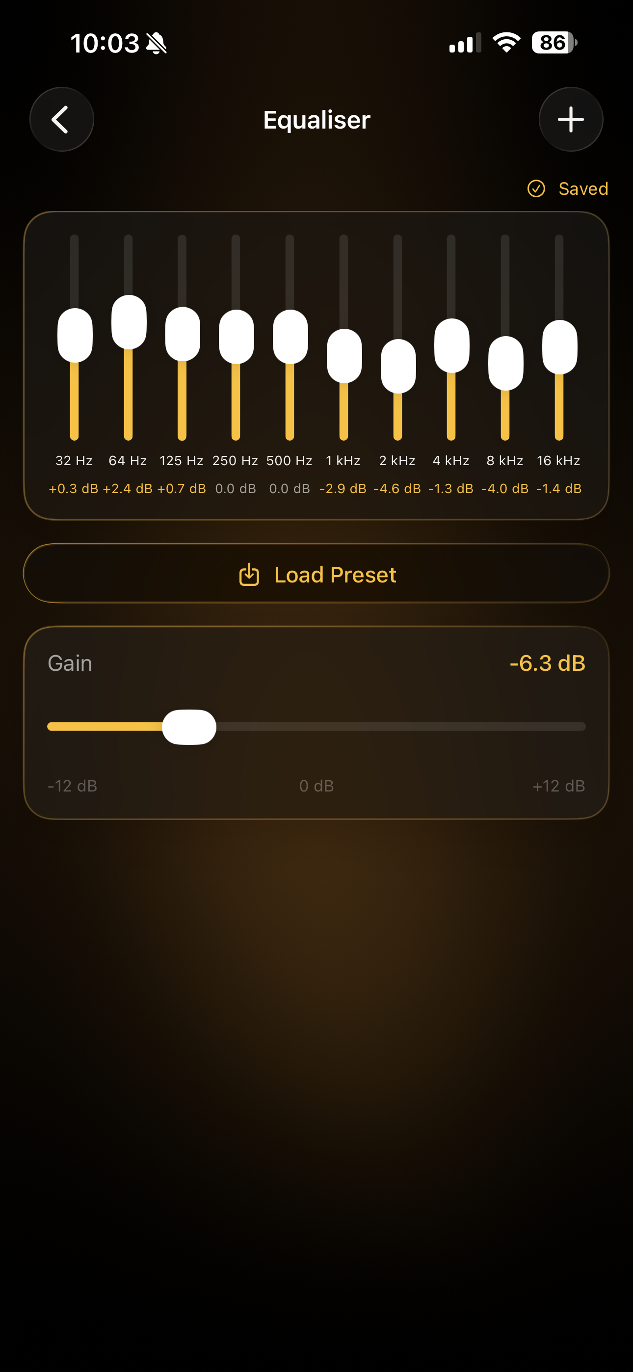 VinylBridge Equaliser screen